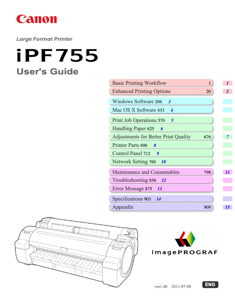 Page n°1 - Manuel utilisateur Canon imagePROGRAF iPF755