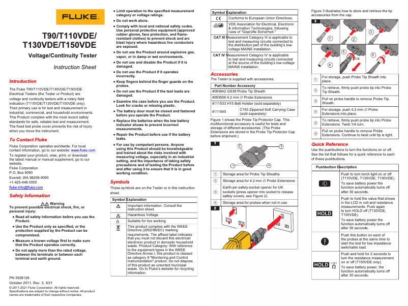 Image de la première page du manuel de l'appareil T110