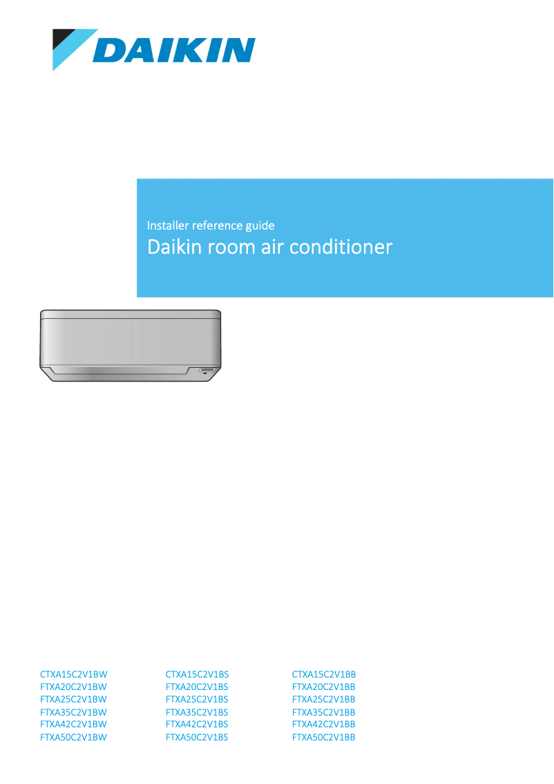Page n°1 - Guide d'installation Daikin FTXA50C2V1BS