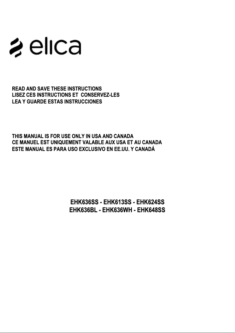 Page 1 de la notice Manuel utilisateur Elica Haiku EHK636WH