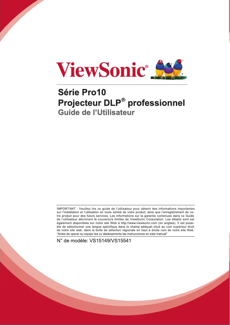 Page n°1 - Manuel utilisateur Viewsonic Pro10120