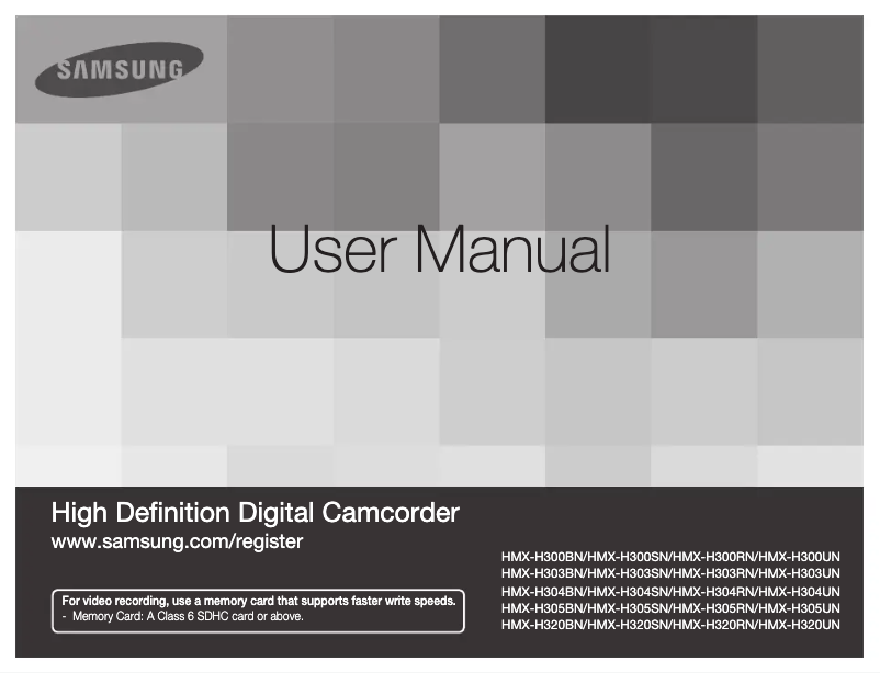 Page 1 de la notice Manuel utilisateur Samsung HMX-H304SN