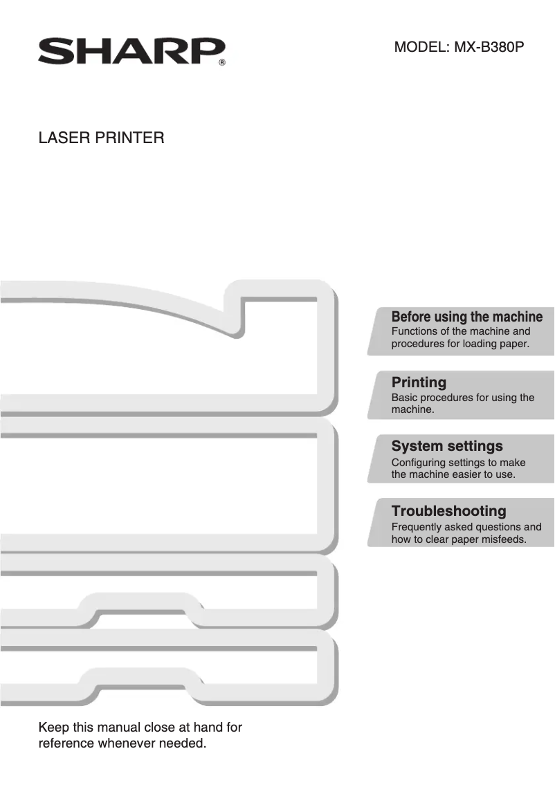 Page 1 de la notice Manuel utilisateur Sharp MX-B380P
