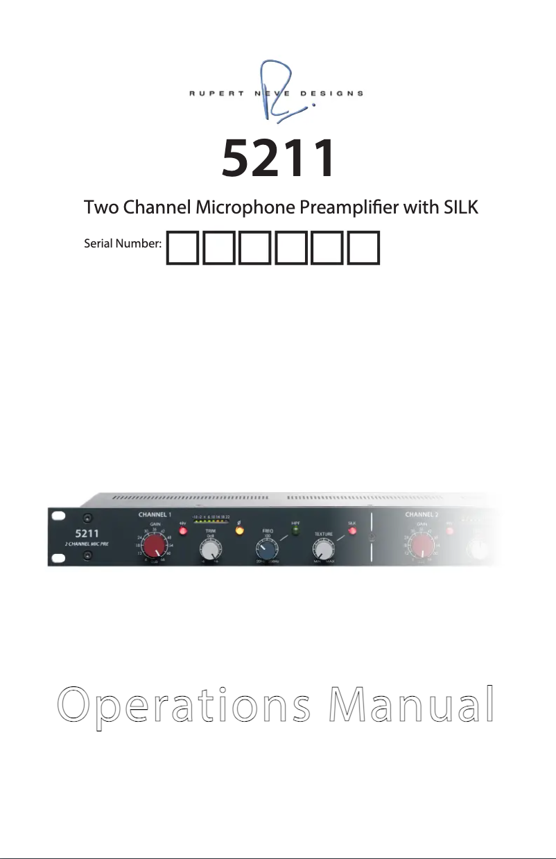 Page n°1 - Manuel utilisateur Rupert Neve Designs 5211
