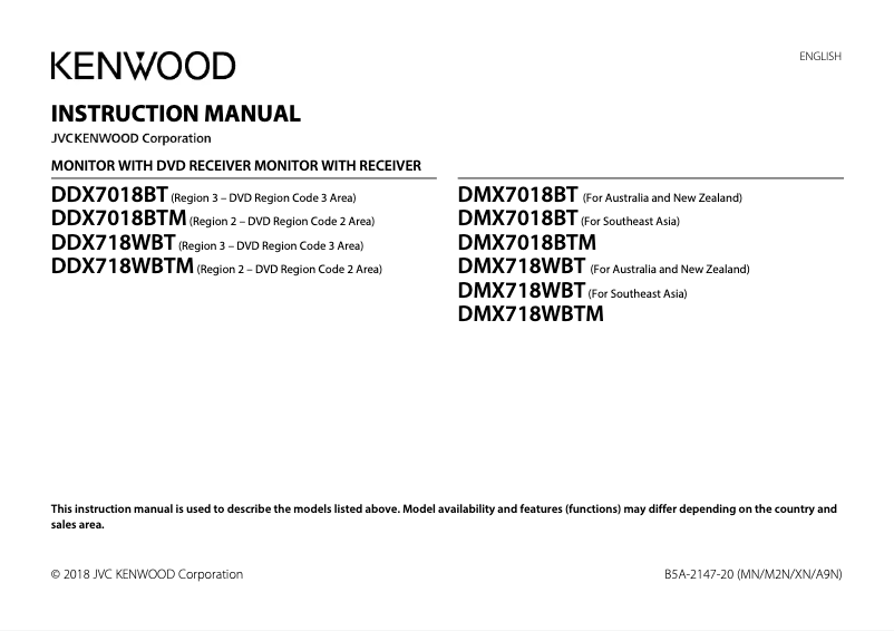 Página 1 del manual Manual de usuario Kenwood DDX718WBTM