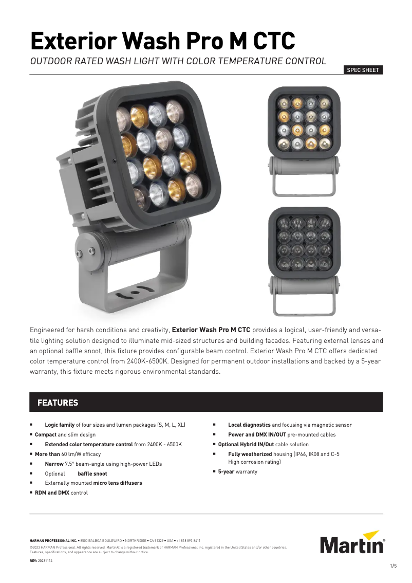 Page n°1 - Fiche technique Martin Exterior Wash Pro M CTC
