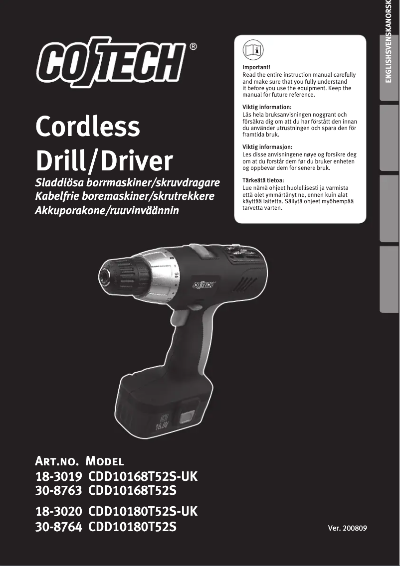 Page 1 de la notice Manuel utilisateur Cotech 30-8763