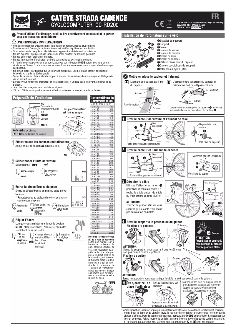 Image de la première page du manuel de l'appareil CC-RD200 Strada Cadence