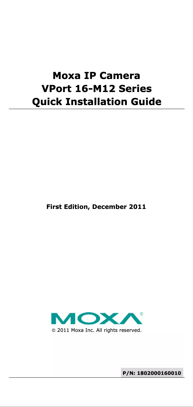 Page n°1 - Manuel utilisateur Moxa VPort 16-M12-CAM3L5480N