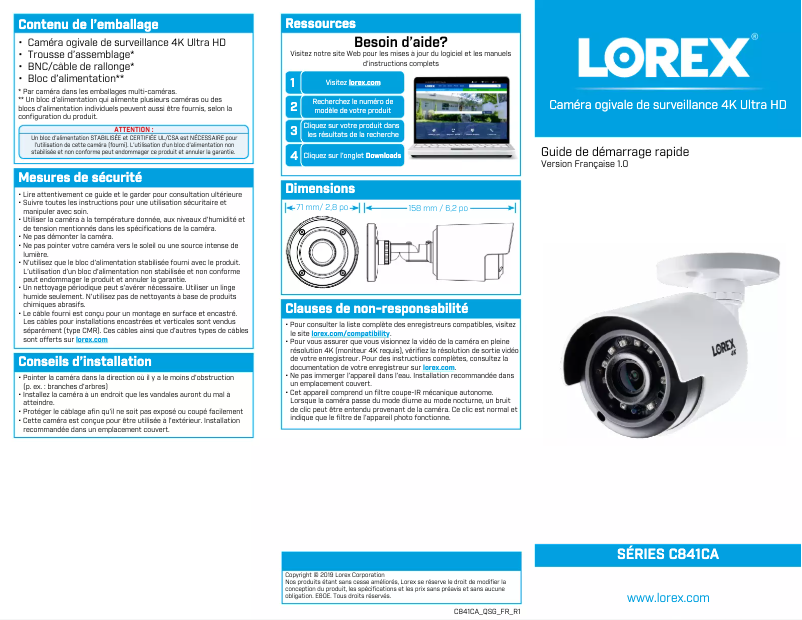Image de la première page du manuel de l'appareil C841CA