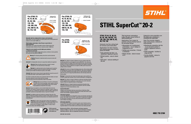 Page n°1 - Manuel utilisateur Stihl SuperCut 20-2