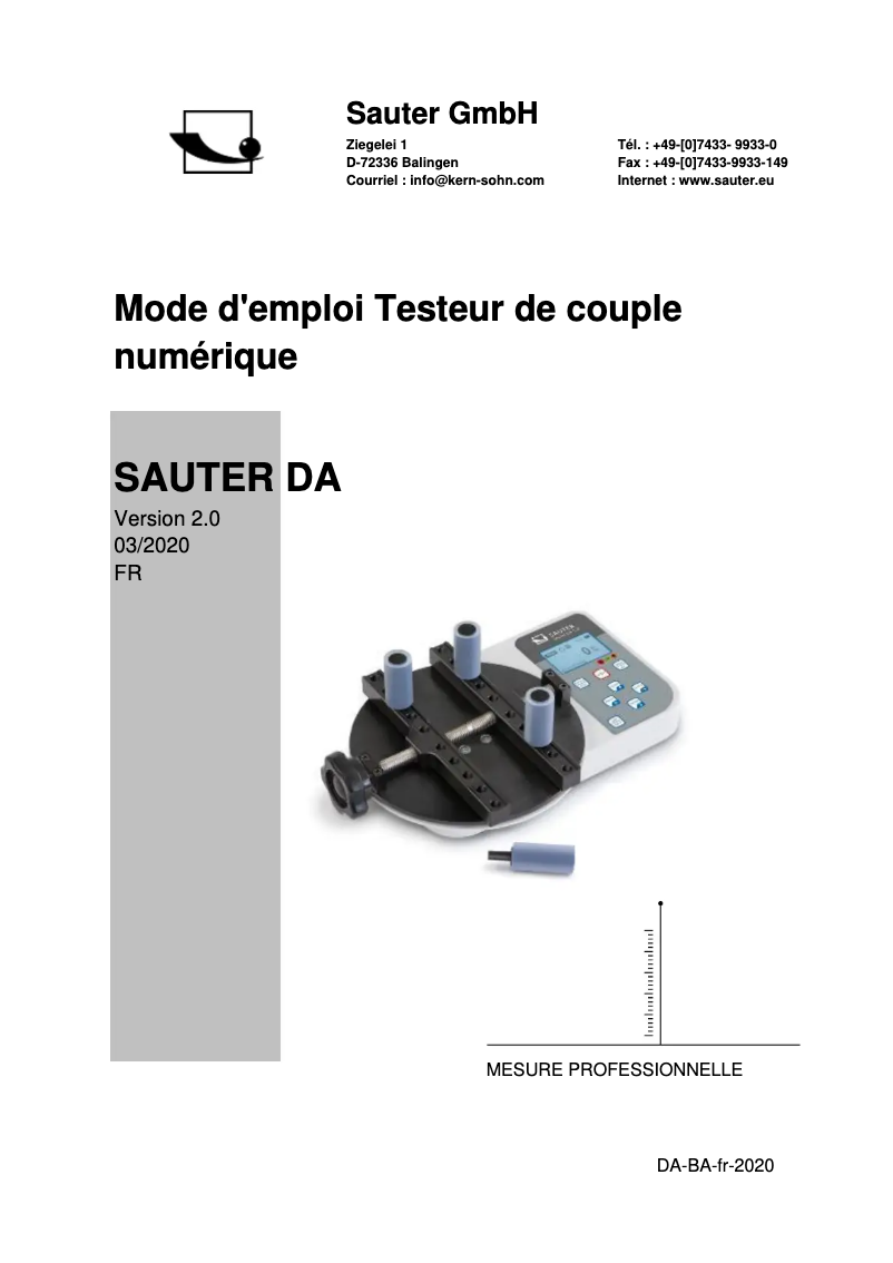 Page 1 de la notice Manuel utilisateur Kern DA 5-3