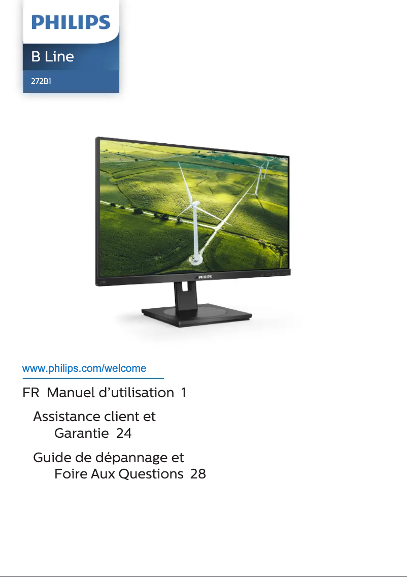 Page 1 de la notice Manuel utilisateur Philips B Line 272B1G