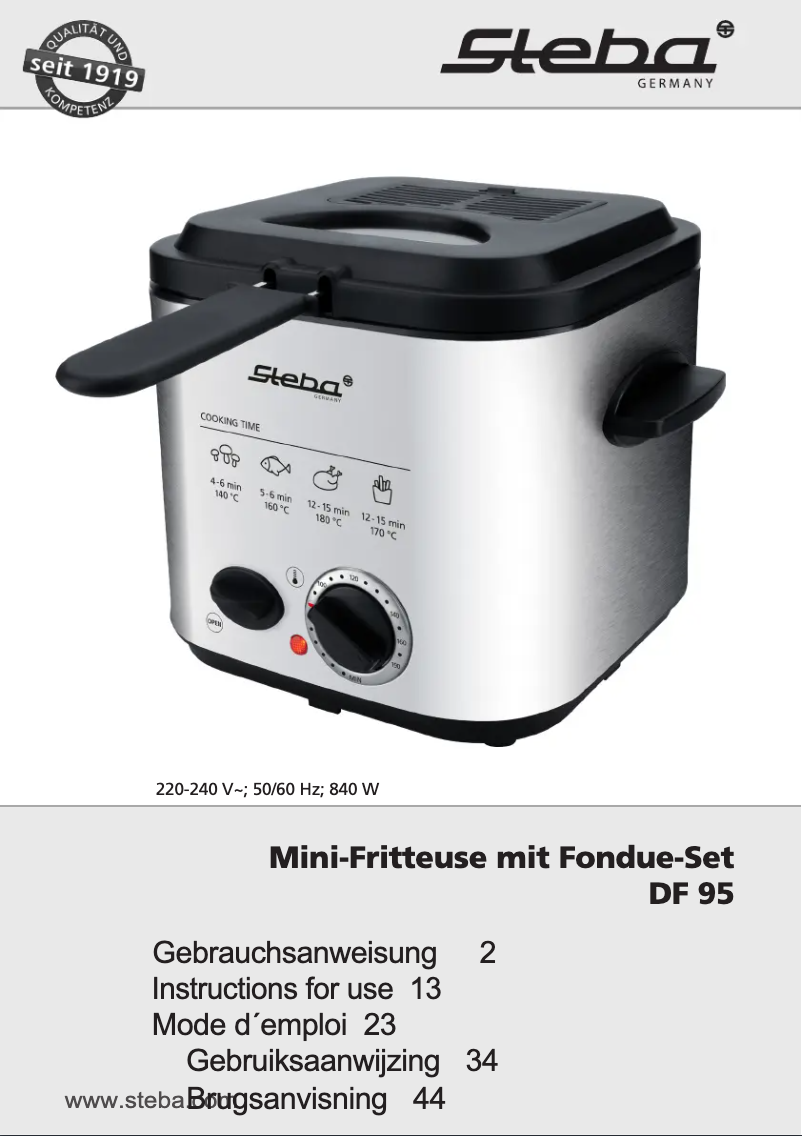 Page 1 de la notice Manuel utilisateur Steba DF 95