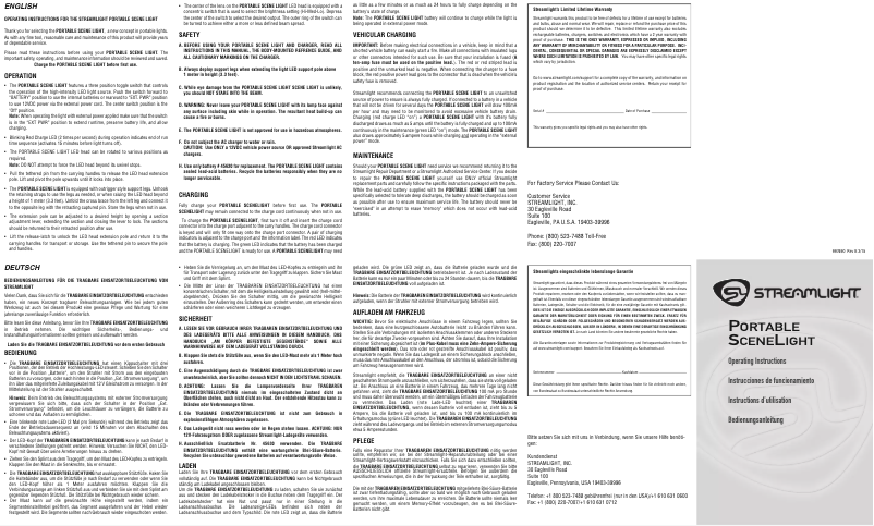 Página 1 del manual Manual de usuario Streamlight Portable Scene Light
