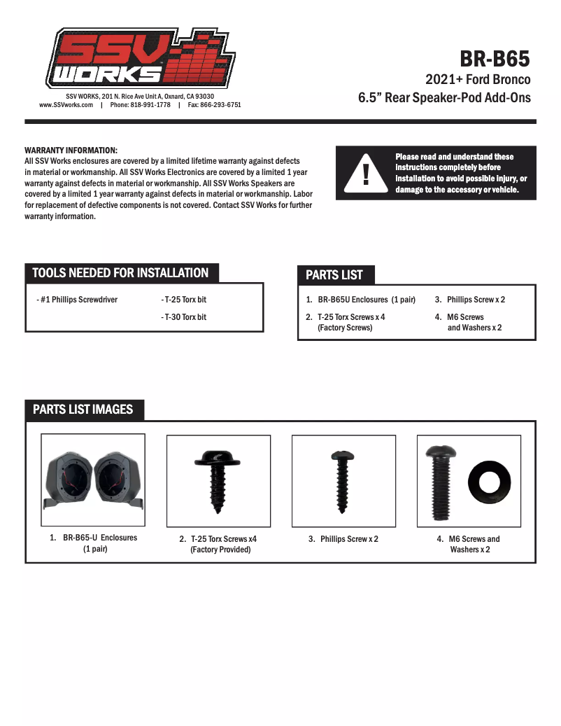 Página 1 del manual Manual de usuario SSV Works BR-B65