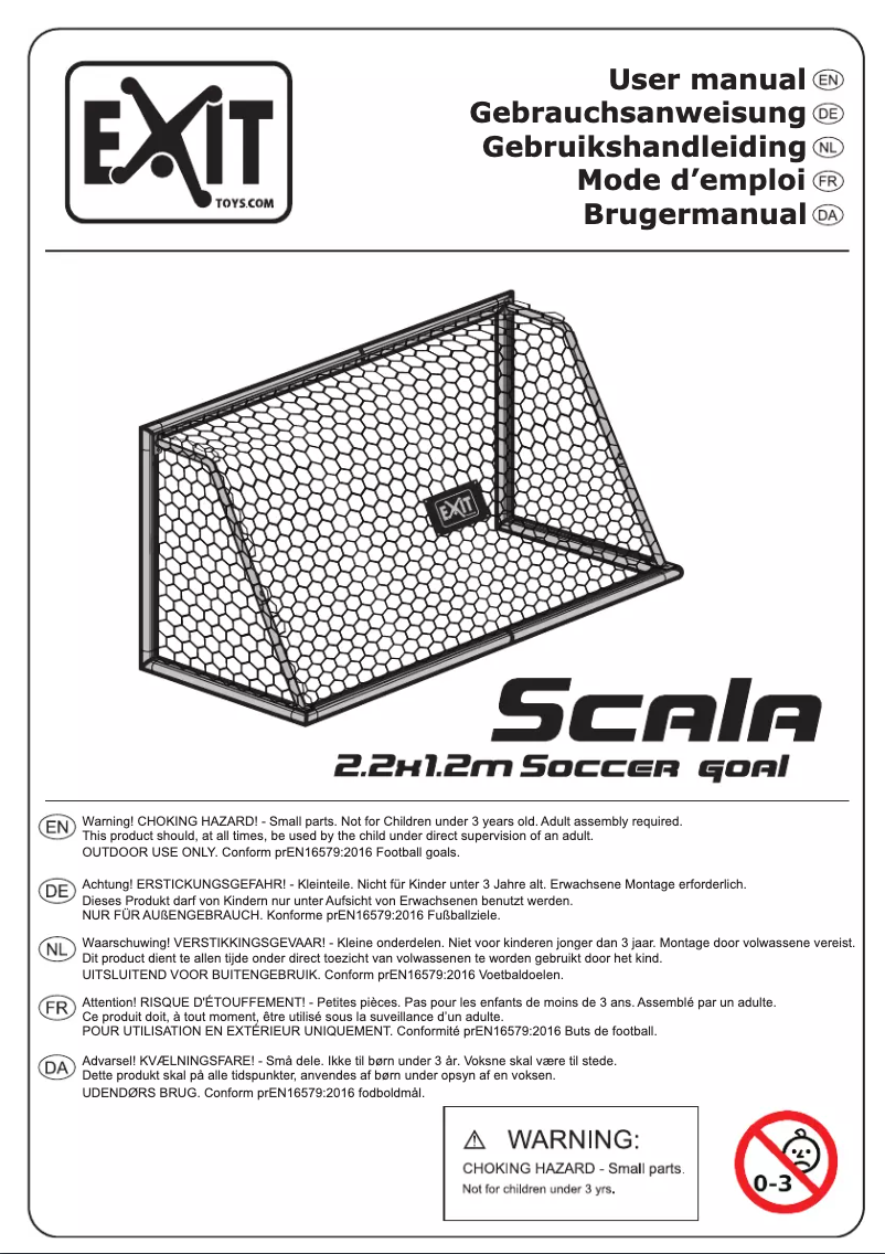 Page 1 de la notice Manuel utilisateur EXIT Scala Aluminium Goal