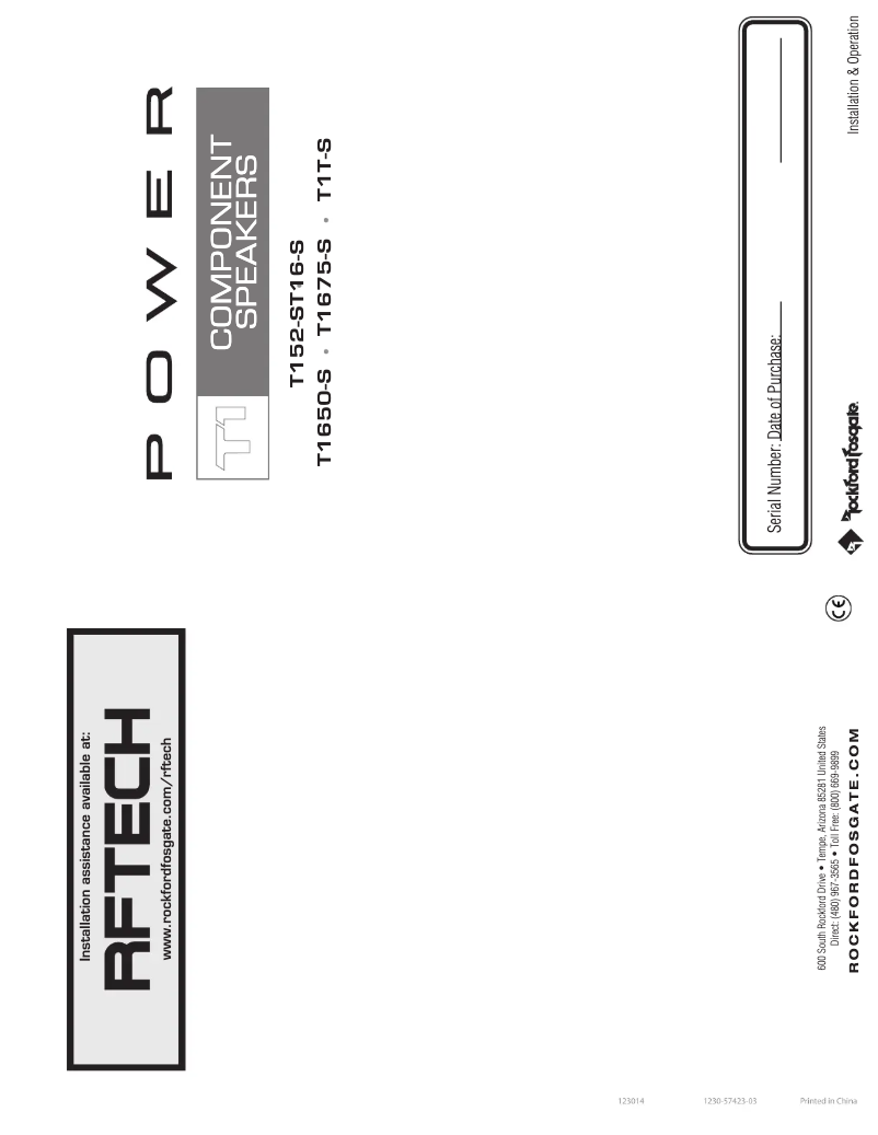 Page n°1 - Manuel utilisateur Rockford Fosgate Power T1650-S