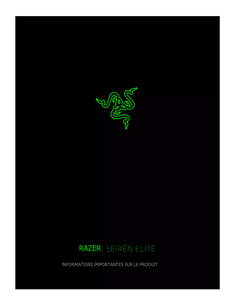 Image de la première page du manuel de l'appareil Seiren Elite