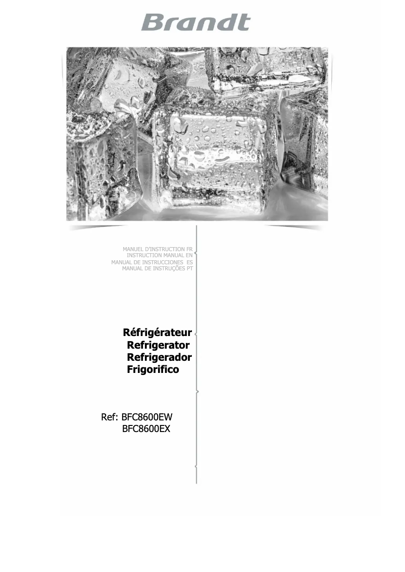 Image de la première page du manuel de l'appareil BFC8600EW