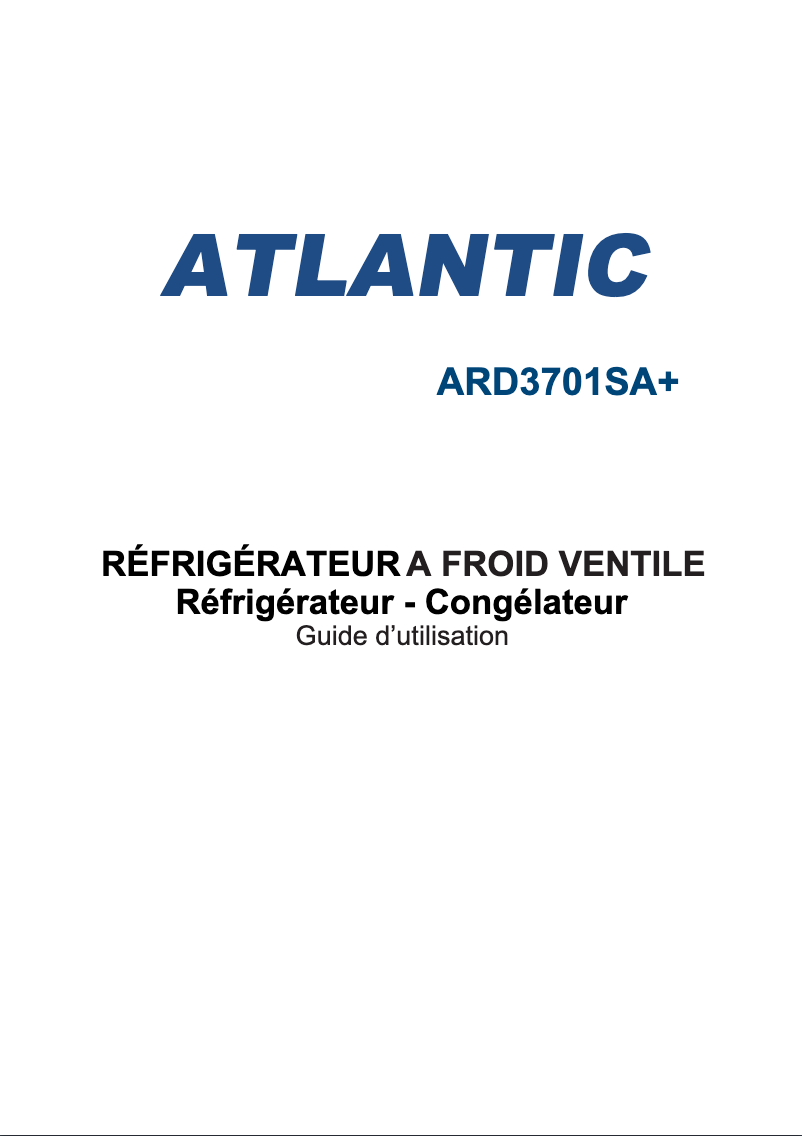 Image de la première page du manuel de l'appareil ARD3701SA+