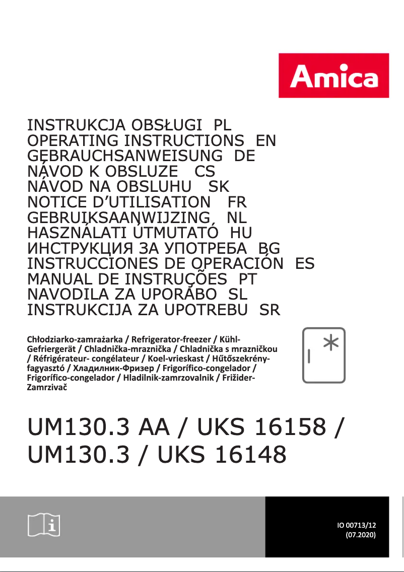 Page 1 de la notice Manuel utilisateur Amica UKS 16158