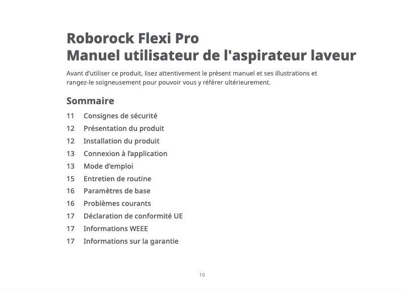 Página 1 del manual Manual de usuario Roborock Flexi Pro