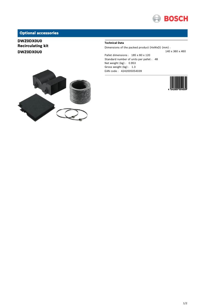 Página 1 del manual Manual de usuario Bosch DWZ0DX0U0