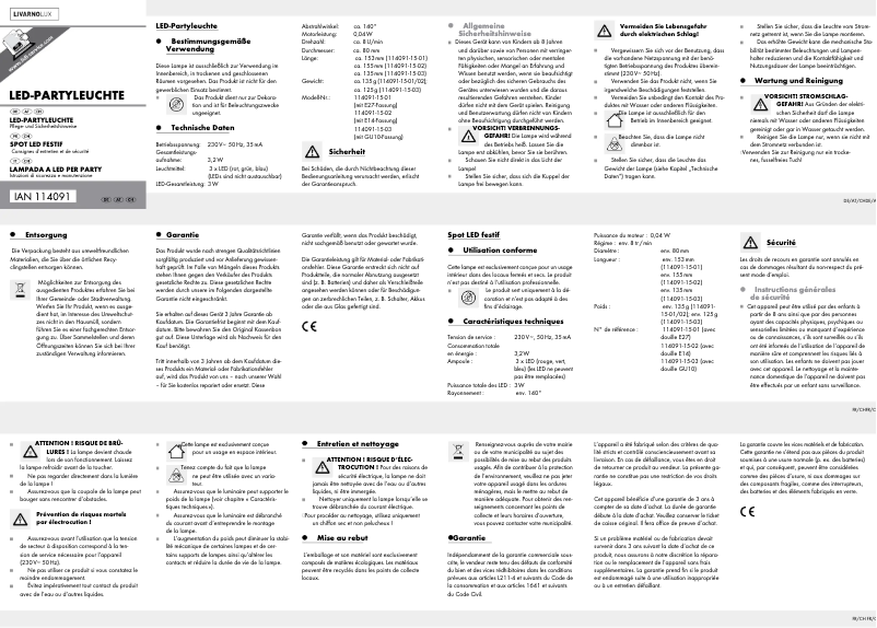 Image de la première page du manuel de l'appareil IAN 114091