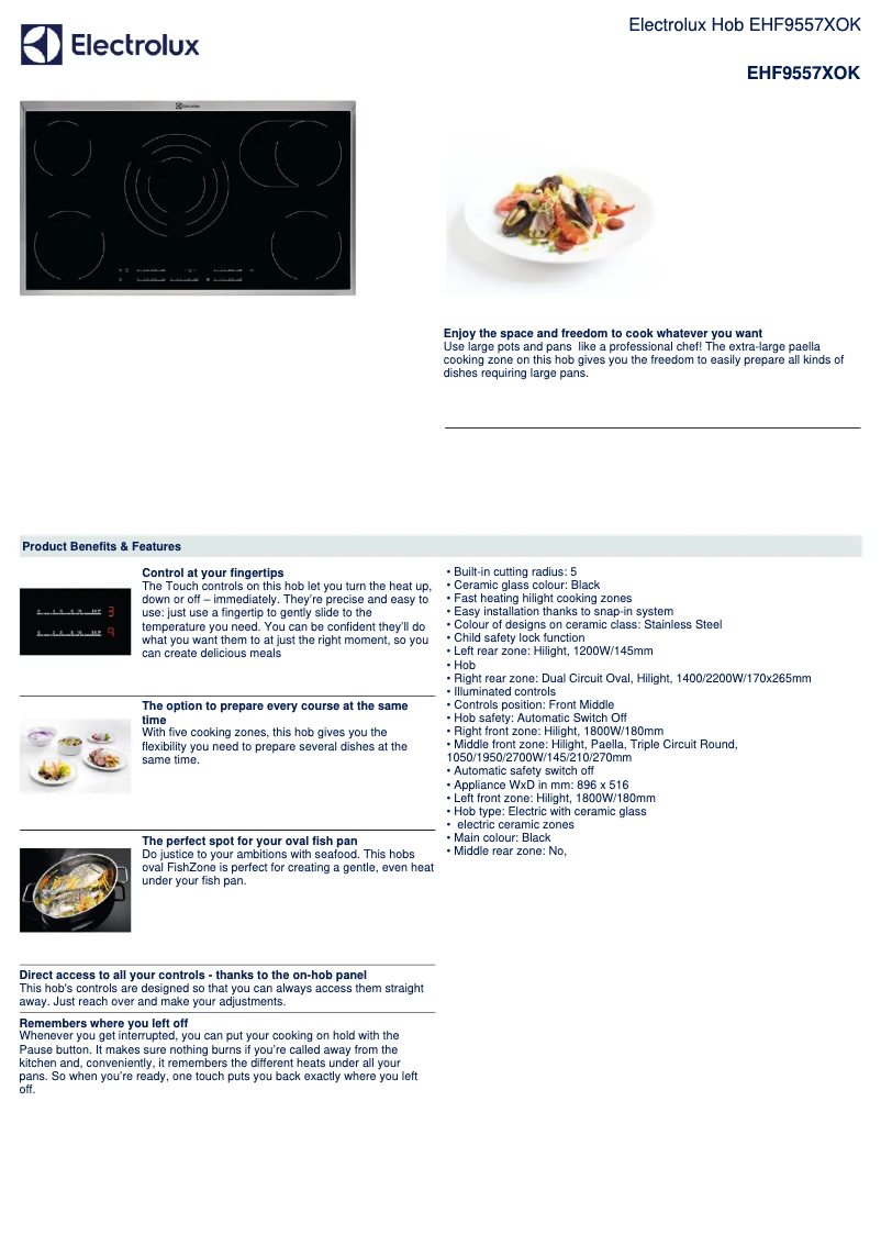 Page n°1 - Fiche technique Electrolux EHF9557XOK
