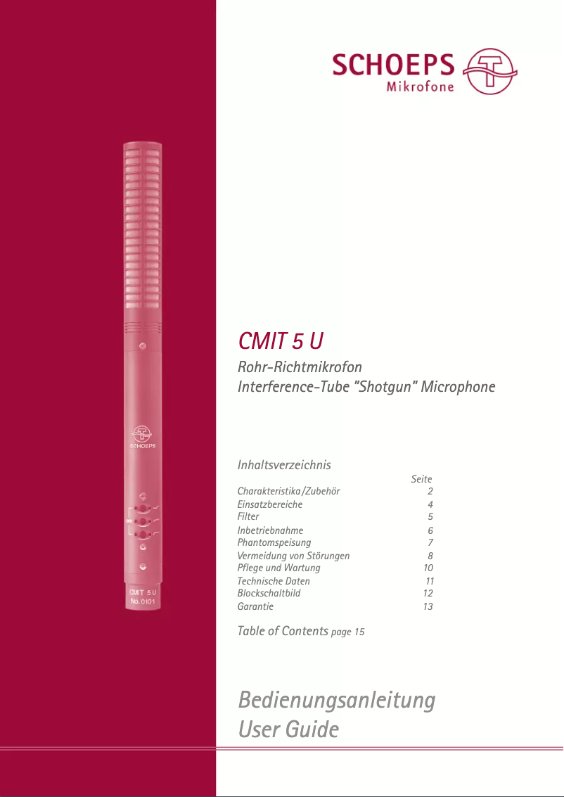 Página 1 del manual Manual de usuario Schoeps CMIT 5U