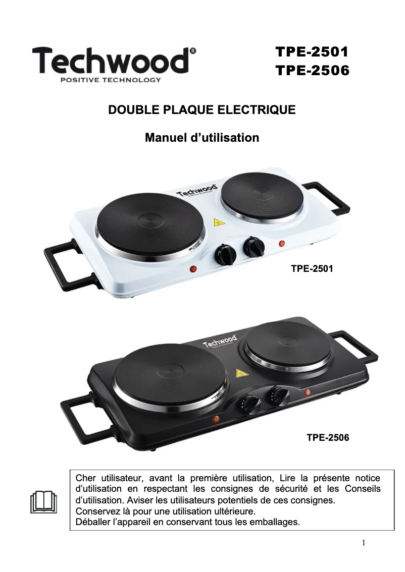 Page 1 de la notice Manuel utilisateur Techwood TPE-151