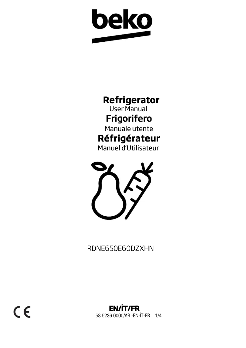 Page 1 de la notice Manuel utilisateur Beko RDNE650E60DZXHN