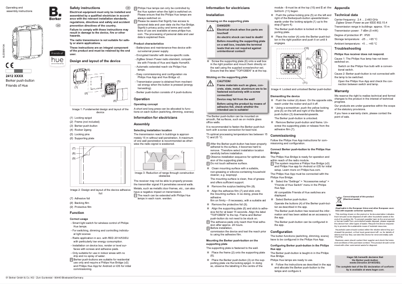 Page n°1 - Instructions / montage Berker 24126039