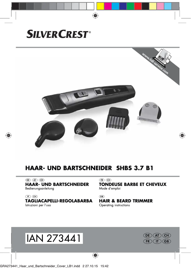 Page 1 de la notice Manuel utilisateur SilverCrest SHBS 3.7 B1