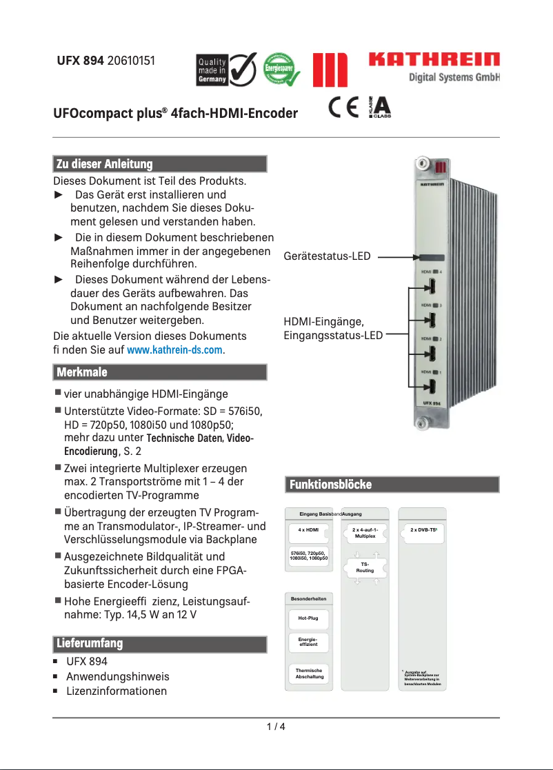 Image de la première page du manuel de l'appareil UFX 894