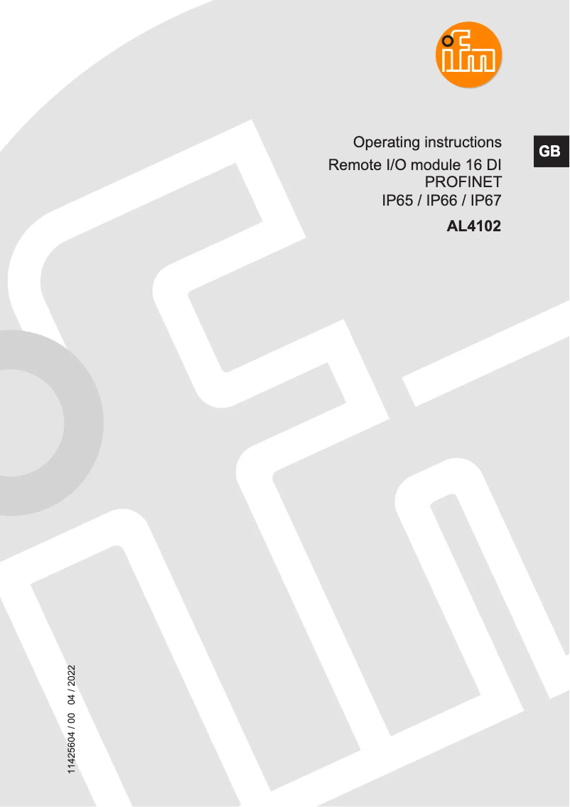 Page n°1 - Manuel utilisateur IFM AL4102