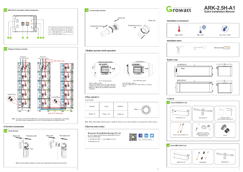 Page 1 de la notice Manuel utilisateur Growatt ARK 2.5H-A1
