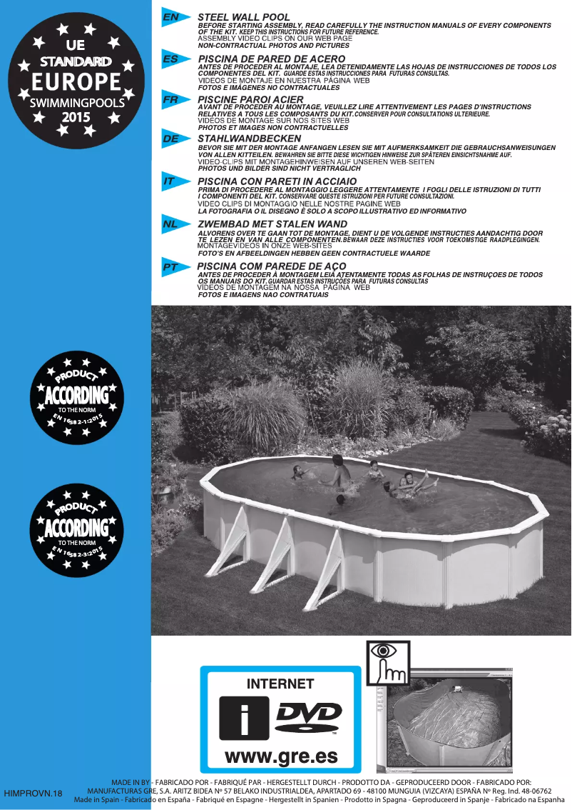 Page 1 de la notice Manuel utilisateur Gre KITPROV618GF