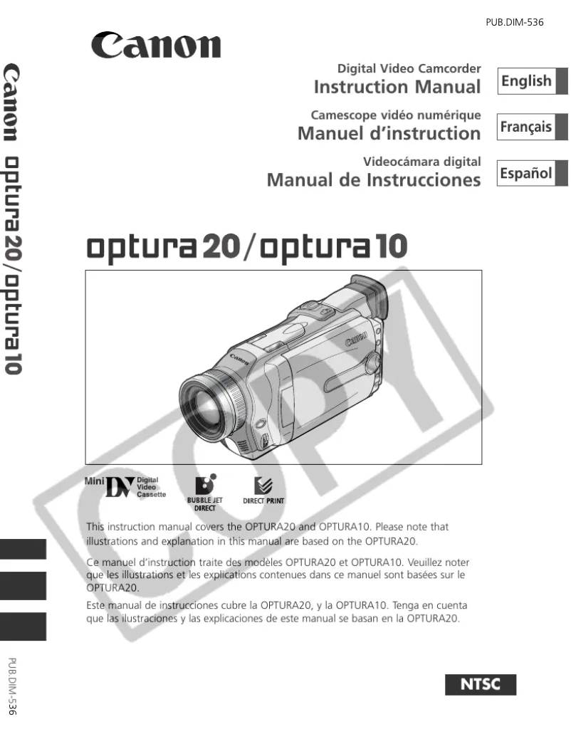Image de la première page du manuel de l'appareil Optura 20