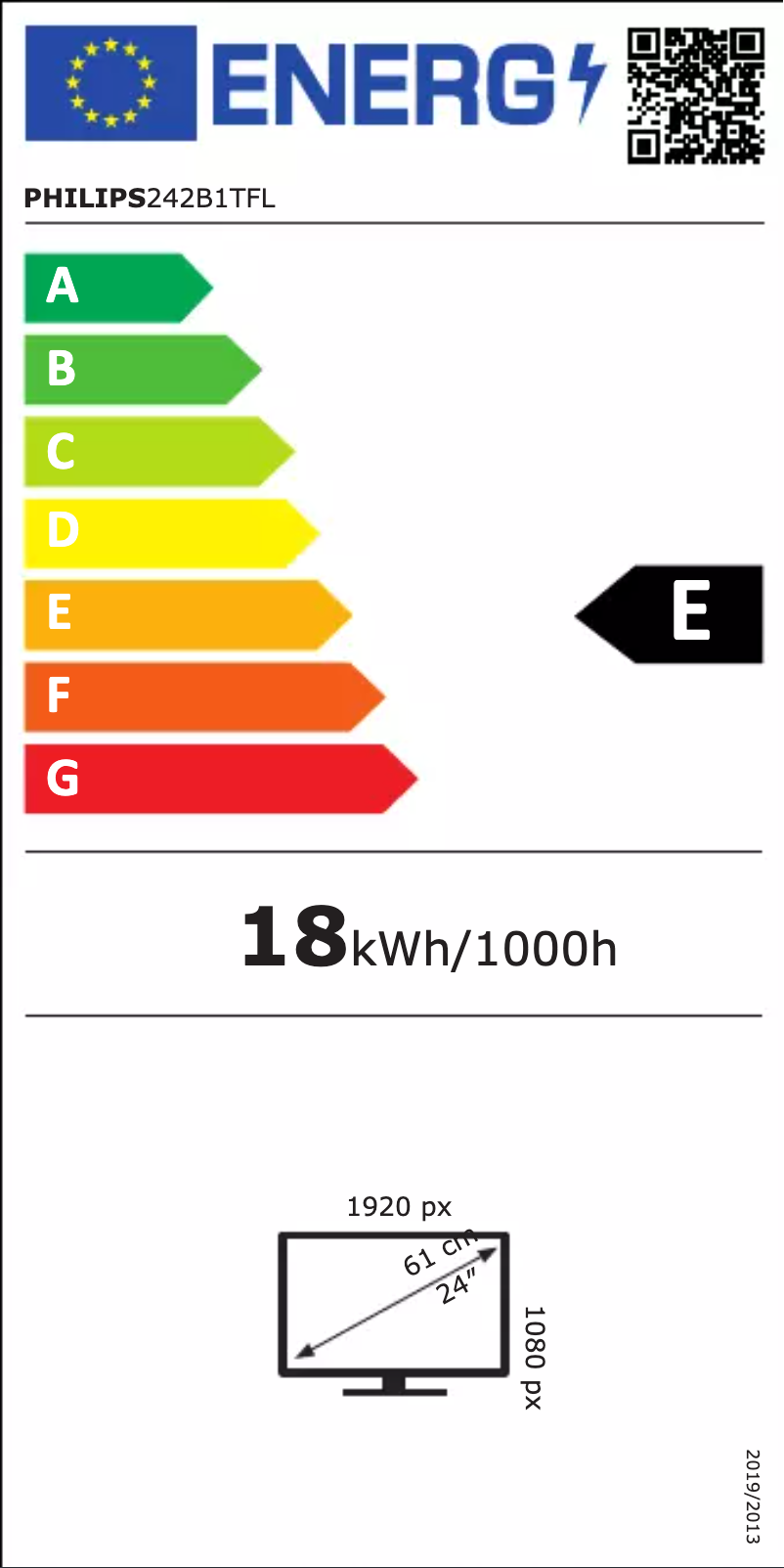 Page n°1 - Label énergétique Philips B Line 242B1TFL