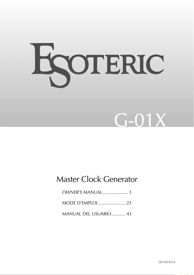 Image de la première page du manuel de l'appareil G-01X