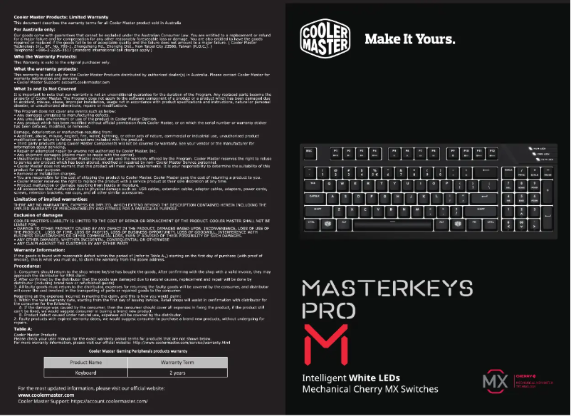 Página 1 del manual Manual de usuario Cooler Master MasterKeys Pro M