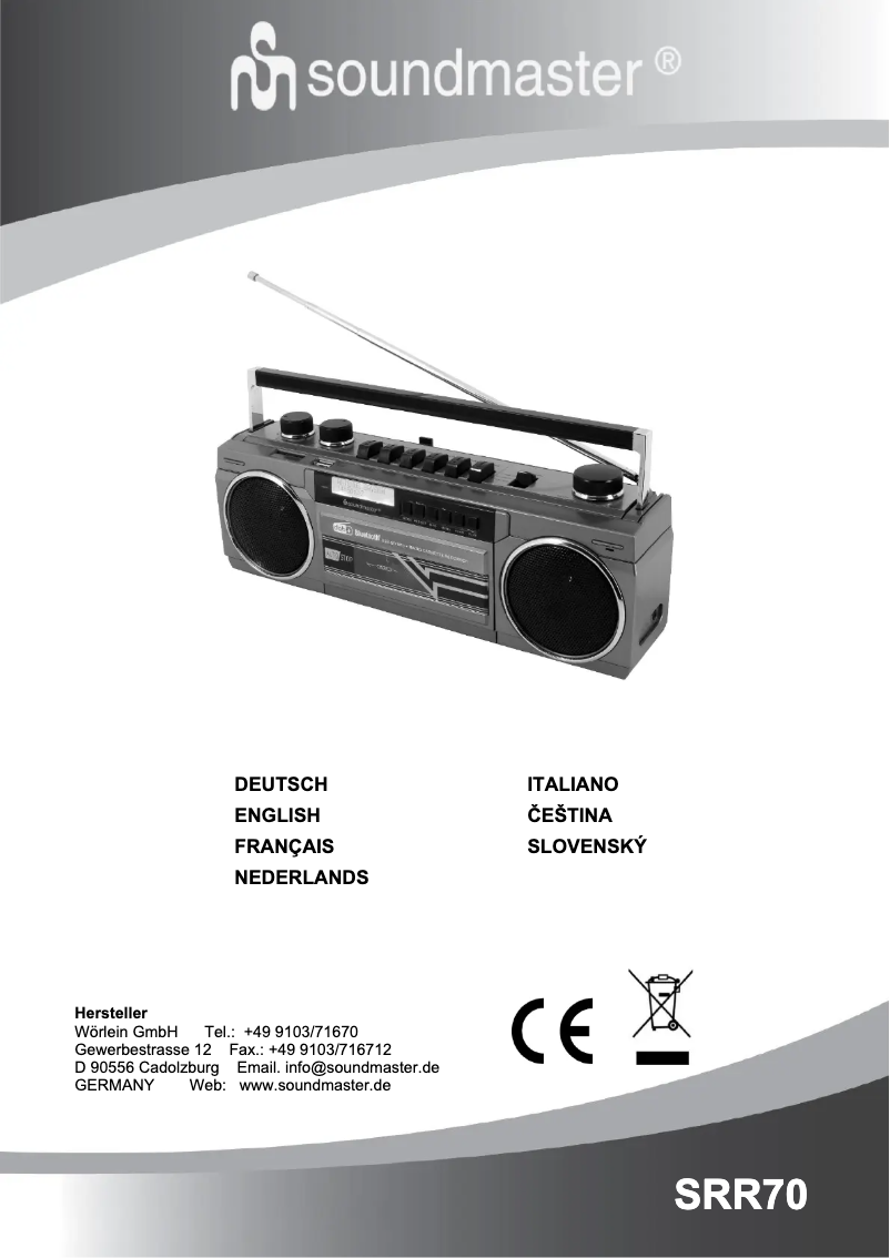 Page 1 de la notice Manuel utilisateur Soundmaster SRR70