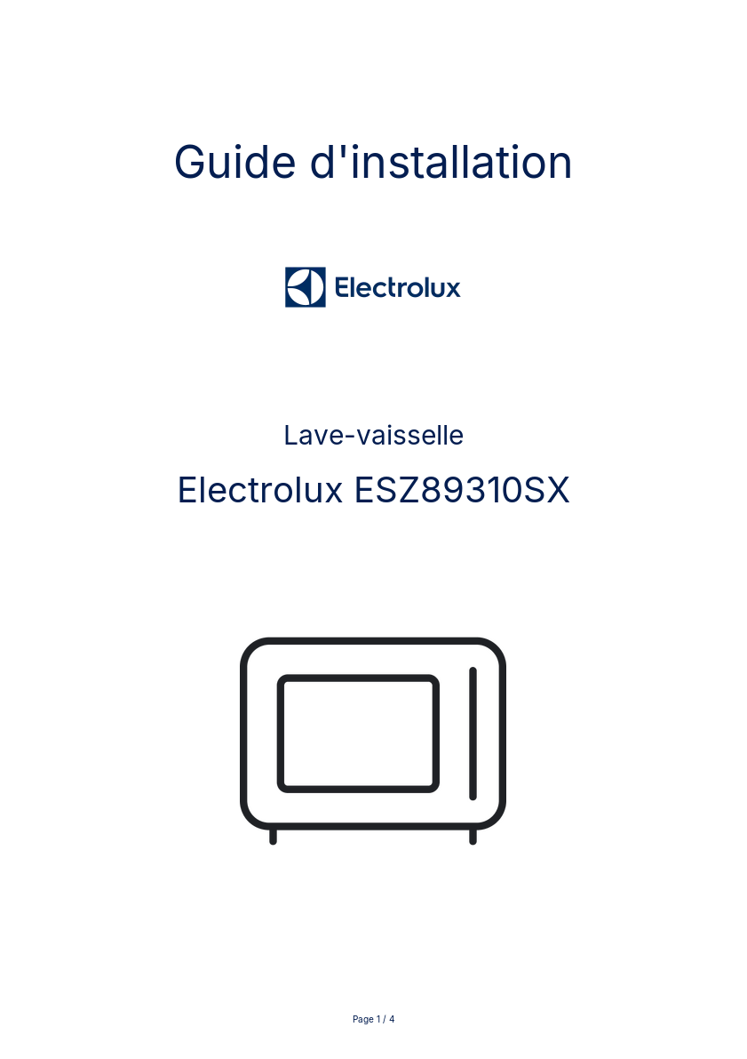 Image de la première page du manuel de l'appareil ESZ89310SX