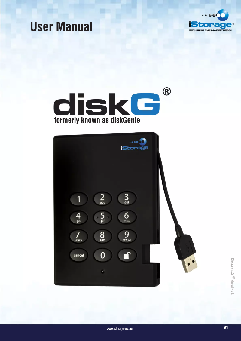 Page n°1 - Manuel utilisateur iStorage IS-DG-128-320