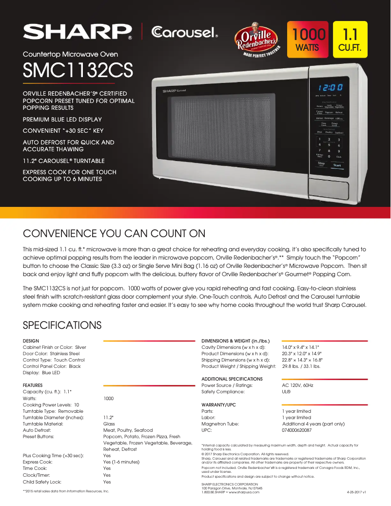 Page n°1 - Fiche technique Sharp SMC1132CS