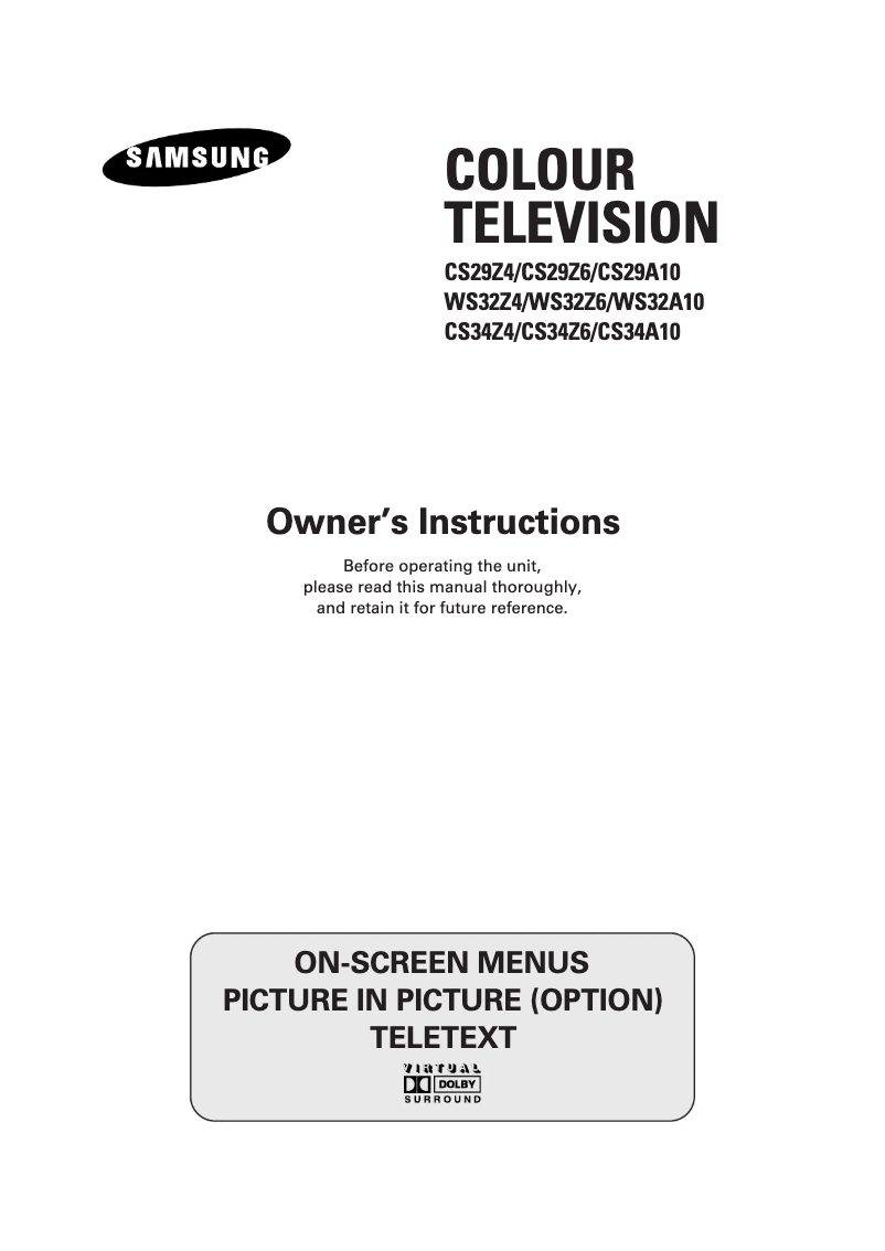 Page n°1 - Manuel utilisateur Samsung CS-29A10HW