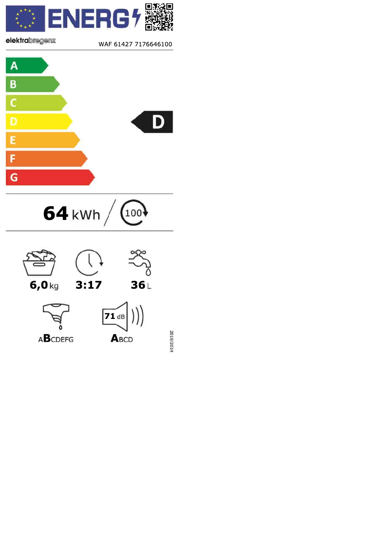 Page 1 de la notice Manuel utilisateur Elektra Bregenz WAF 61427