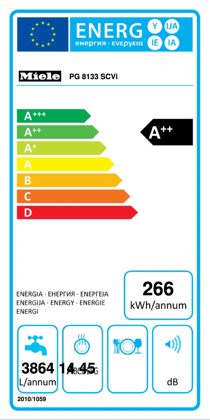 Page n°1 - Label énergétique Miele Profiline PG 8133 SCVi
